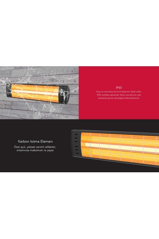 Dysis DH-7452 Art Plus Karbon Serisi IP65 Suya-Toza Dayanıklı 2300 W Siyah İç/Dış Mekan Isıtıcı