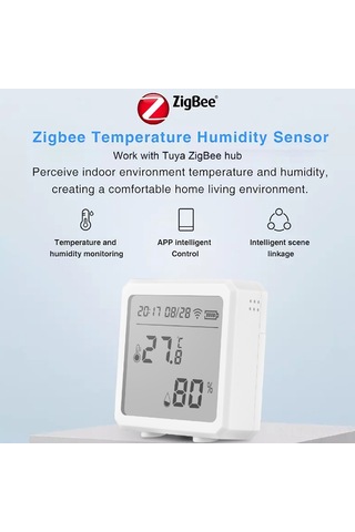 Youmex Akıllı Ev İçin Zigbee 3.0 Lcd Ekranlı Sıcaklık Ve Nem Sensörü - Alexa Uyumlu