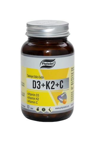 Phytodef D3 + K2 + C Vitamin 60 Tablet