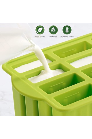 Hfambition Pembe 12'li Silikon Dondurma Kalıbı - Evde Kendi Dondurmanızı Yapın, Lezzetli Buz Şeritleri Ve Dondurmalar İçin Pratik Aksesuar Seti Çok Renkli