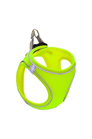 Mita Air Mesh Kedi Köpek Göğüs Tasması Çift Reflektörlü, Terletmeyen Neon Sarı