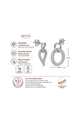 Servi 925 Ayar Gümüş Pavé Damla Küpe -23