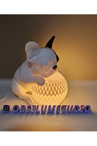 Uyuyan Fransız Buldog Masa Lambası 3d Baskı Köpek Dekoru