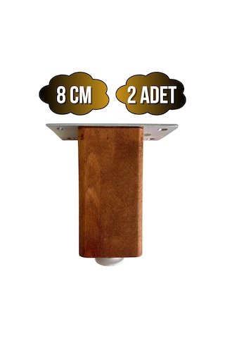 Kale Ayarlı Ahşap Ayak Mobilya Masa Ve Dolap Ayağı Ceviz Kayın/gürgen Ağacı 8cm 2 Adet Ceviz