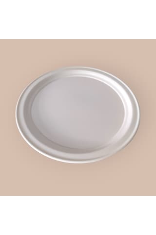 Metal Sini Tepsi Kahvaltı Çay Kahve Sunum Tepsisi 50 Cm Yuvarlak Krem