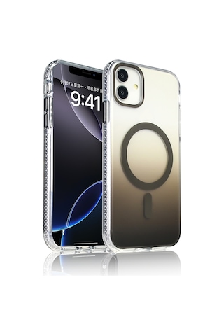 Apple Uyumlu iPhone 11 Kılıf M-safe Şarj Özellikli Transparan Renk Geçişli Zore Toros Kapak Gri
