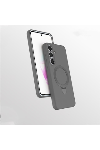 Samsung Galaxy Uyumlu S25 Fe Kılıf M-safe Şarj Özellikli Standlı Zore Samara Kapak Titanyum-Gri