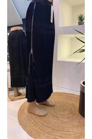 Misswhence Piliseli Yandan Fermuarlı Etek Siyah 37921 Siyah