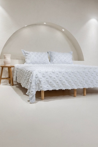 Koza Home Sitra Gri Çift Kişilik Püsküllü Yatak Örtüsü 230x250 2 Yastık 50x Gri