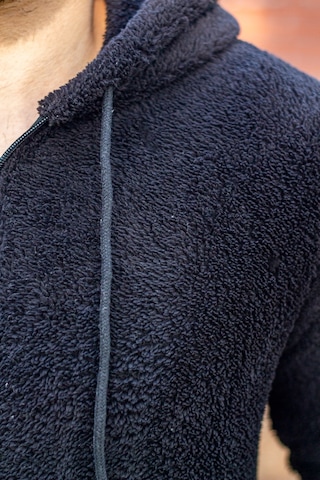 Erkek Siyah Peluş Yumoş Fermuarlı Kapüşonlu Cepli Welsoft Yelek 22ECKTERES Siyah