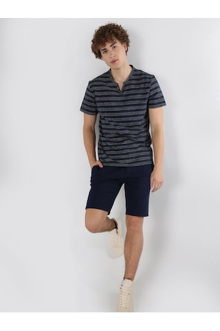 Colin's Colins Regular Fit Çizgili Lacivertvert Erkek Kısa Kol Tişört Cl10628 001