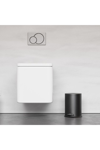 Zift Unique Paslanmaz Çelik Mat Siyah Çöp Kovası, Pedallı Ve Amortisörlü Modern Çöp Kovası 5lt Siyah