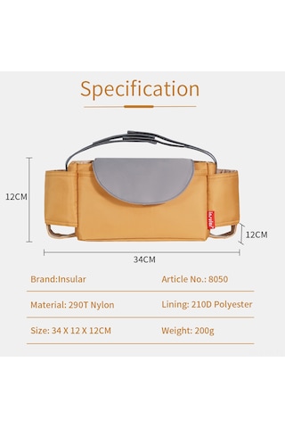 Vkemall Bebek Arabası Su Geçirmez Askı Çantası, Nilon Materyal, Dahili Bölmeli Sıvı Depolama, Toz Ve Kir Dayanıklı, Gri Renk Gri