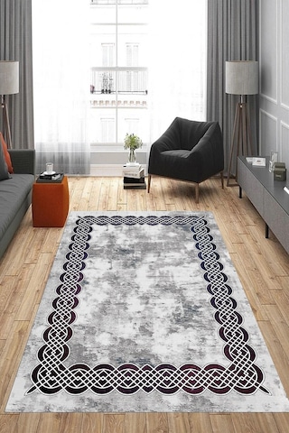 Eliana Home Dijital Baskı Yıkanabilir Kaymaz Taban Salon Halısı Ve Yolluk Rvg0975-fnl224 Gri