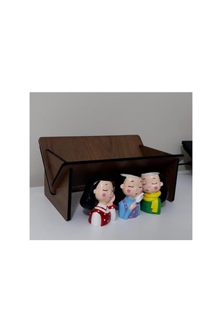 Mini Ahşap Masaüstü Kitaplık, 34 Cm Ve 50 Cm Seçenekleri Abanoz - Beyaz