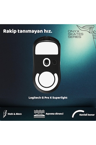 Lexroo Onyx Mouse Skate Logitech G Pro X Superlight İle Uyumlu Skatez Standart