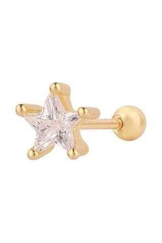 Tragus Piercing Çelik Paslanmaz Yıldız Detaylı Gold - 647563371 Gold