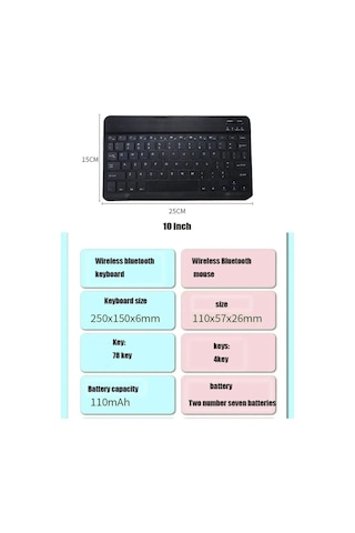 Redmi Pad 2 11'' Uyumlu Kılıf Bluetooth Klavye Dokunmatik Kalem Kılıf