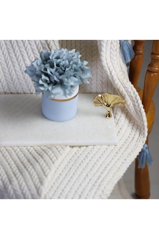 Akayev Mermer Beyaz 30X15 CM Altın Ginkgo Sunum Tabağı