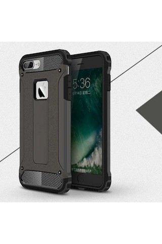 Noktaks - Apple Uyumlu iPhone 8 - Kılıf Çift Katman Zırh Tank Crash Military Kapak - Gri