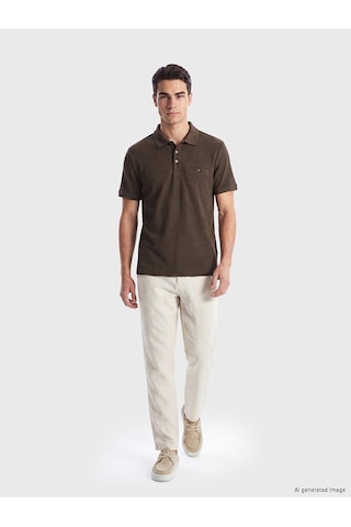 Lcwaıkıkı Classic Kahverengi Standart Fit Polo Yaka Strüktürlü Erkek Tişört