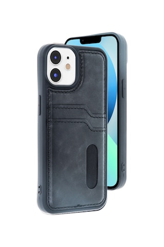 Apple iPhone Uyumlu Uyumlu 11 Kılıf Sara Kartvizitli Deri Kılıf - Siyah