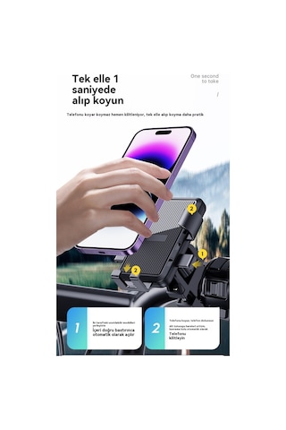Elektrikli Bisiklet Telefon Tutacağı, Motosiklet Navigasyon Tutacağı, Araç İçi Telefon Tutacağı Black