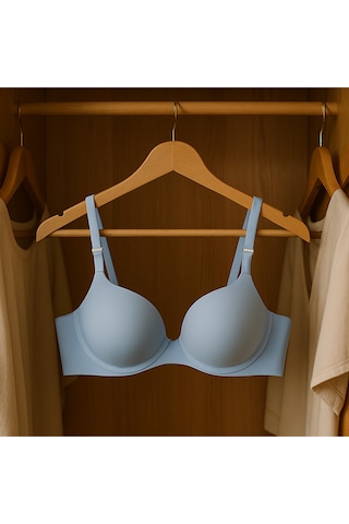 Dolgulu Destekli Lazer Kesim Polyamide Spandex Kumaş Özel Üretim Sütyen Mavi