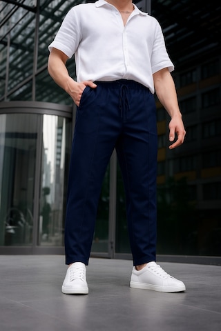 Erkek Lacivert Renk Esnek Likralı Fermuar Detaylı Jogger Pantolon-1804 Lacivert