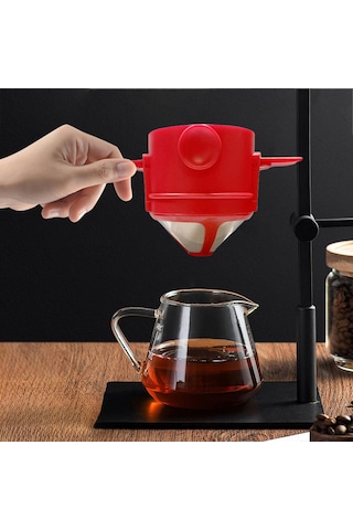 Homyl Taşınabilir Kahve Filtresi, Paslanmaz Ağ Tek Metal Kırmızı