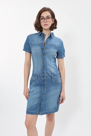 Banny Jeans Kadın Boydan Düğmeli Jean Elbise Mavi