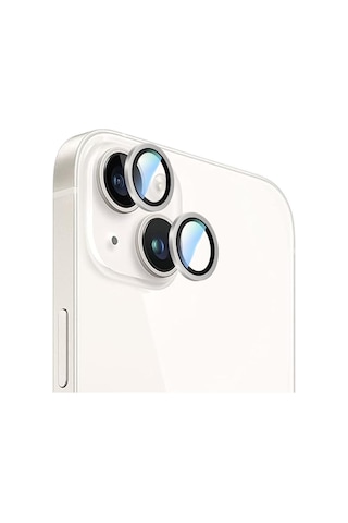 Apple iPhone 15 Uyumlu Caseworld Alloy Serisi Oleofobik Anti Reflective Kamera Lens Koruyucu Gümüş