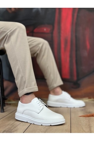 Boa Ba0003 Bağcıklı Klasik Beyaz Kalın Taban Casual Erkek Ayakkabı