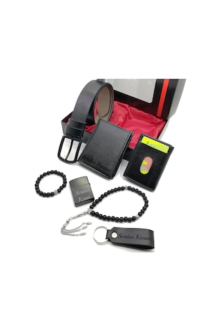 Kişiye Özel Hediyelik Erkek Cüzdan Kartlık Kemer Seti (461856841) Siyah Hayır Istemiyorum