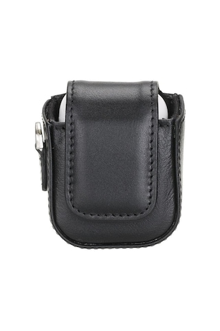 Aurel Onyx Black Charm Hakiki Deri Apple Uyumlu Airpods Kılıfı 1 & 2 Kılıf