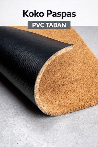 Pvc Tabanlı Kıl Koko Paspas - Kapı Önü Paspası - 35x60 Cm Açık Kahverengi