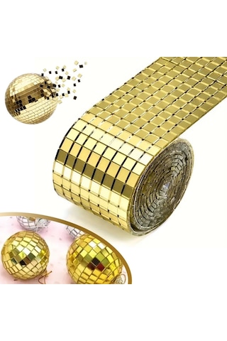 Buffer 1 Metre Uzunluğunda Gold Renk Aynalı Mozaik Taşlı Dekor Bandı 4 Cm X 1 Mt 11