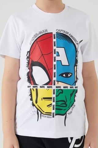 Avengers Erkek Çocuk Bermuda Takım-Beyaz