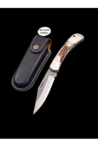 N690 Böhler Çelik Geyik Boynuzu Kilitli Yaylı Çakı Çok Renkli