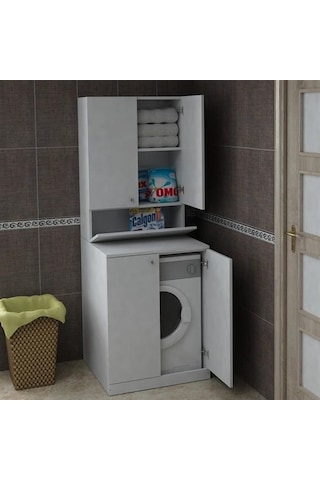 Çamaşır Makinesi Dolabı Poyraz Beyaz
