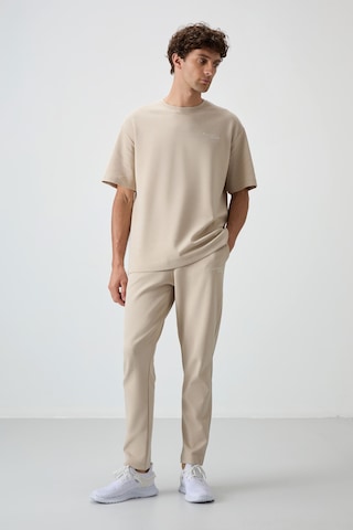 Tommy Life Bej Pamuklu Kalın Yumuşak Dokulu Oversize Fit Nakışlı Erkek Eşofman Takım - 85252 Bej