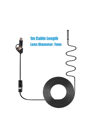Xiyyadms 7mm Ip67 Su Geçirmez Endoskop - 1m Esnek Kablolu, Usb/type-c Uyumlu, 6 Led Işıklı, Otomobil/ Boru Kontrol Aracı Çok Renkli