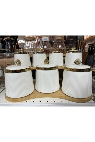 Porselen Baharat Takımı 8 Parça Beyaz