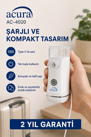 Ac-4020 Şarjlı Mesh Nebulizatör Maske Ve Ağızlık Hediyeli