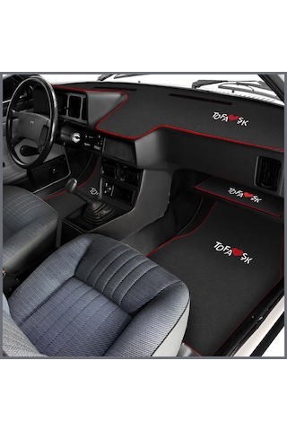 Tofaş Şahin Doğan Kartal Nakışlı Oto Halı Paspas Seti & Alçak Torpido Kaplama Halısı & Sehpa Örtüsü Siyah