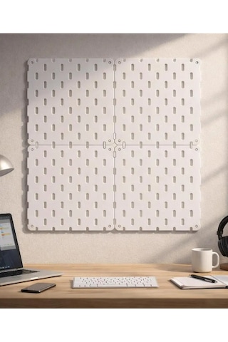 Modüler Pegboard Duvar Düzenleme Paneli Seti 20x20 Cm Çok Amaçlı Alet Ve Aksesuar Organizeri, Genişletilebilir Duvar Panosu Beyaz