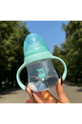 Neevoyu 180ml Yeni Doğan Bebek Biberonu - Geniş Açık, Silikon Emzik, Ergonomik Tutamaklı, Hava Emici Valfli, Çocuklar İçin Bağımsız İçme Eğitimi