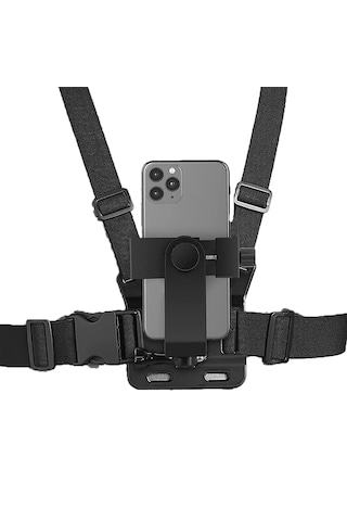 Microcase Aksiyon Kamera Ve Telefon Uyumlu Göğüs Askısı - 120 Ayarlanabilir Vlog Çekim Göğüs Aparatı-al5811 Siyah