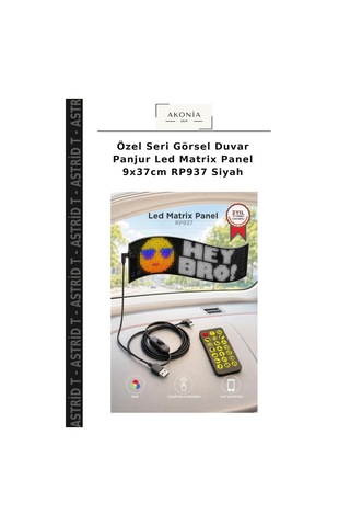Özel Seri Görsel Duvar Panjur Led Matrix Panel 9x37cm Rp937 Siyah