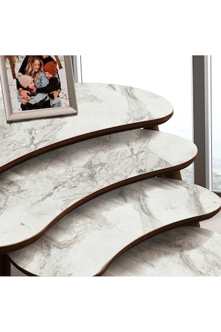 Vovvahome Moon 4lü Mdf Ahşap Zigon Sehpa Ve Orta Sehpa - Beyaz